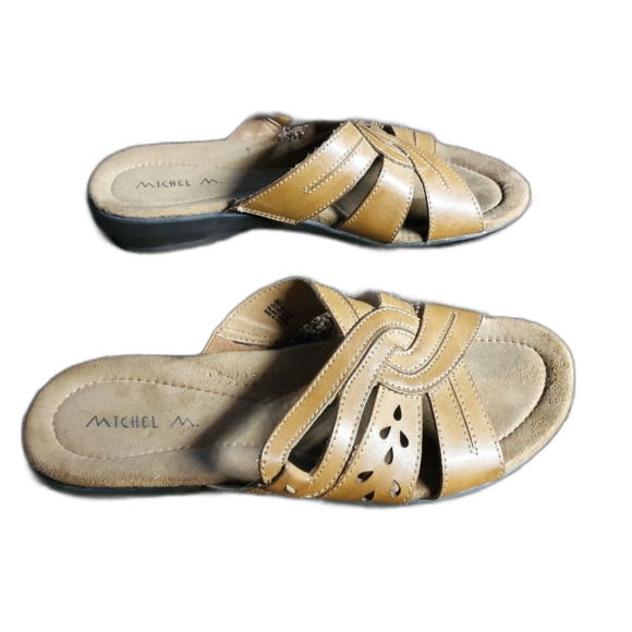 Michel M Slip-on Sandals Bali SN# 778381 Designer Leather Knotwork Pattern - Picture 6 of 8